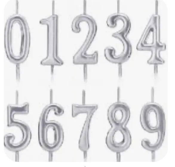 Silver number candles